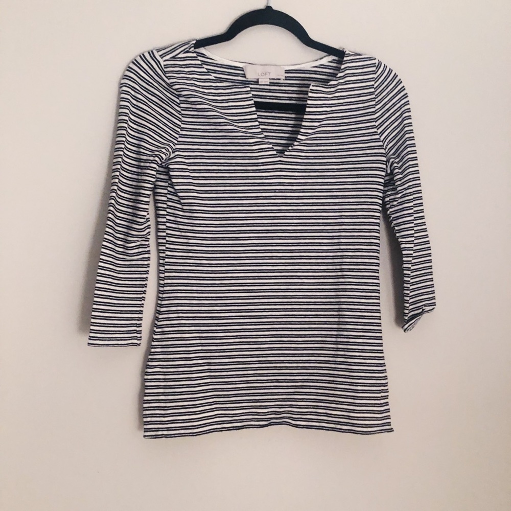 Loft Striped V Neck top